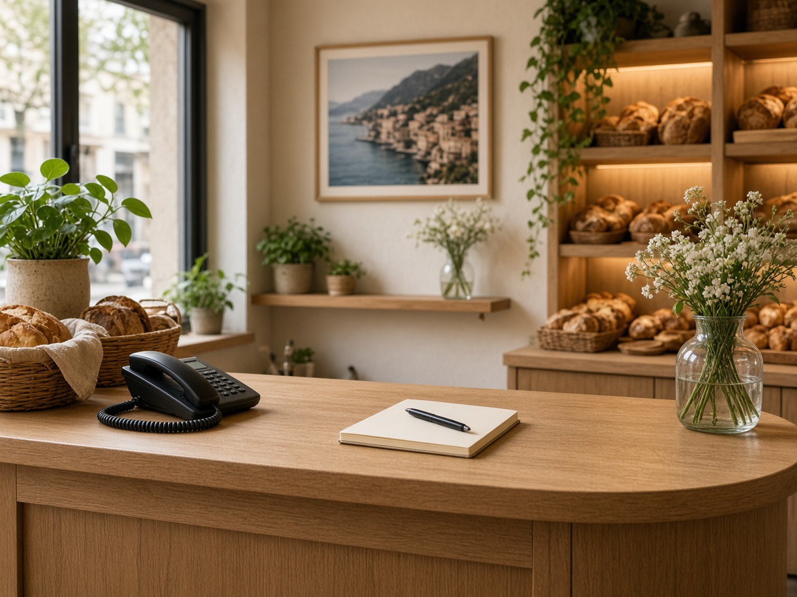 Contact desk at Bakery Brightcove in Bergen